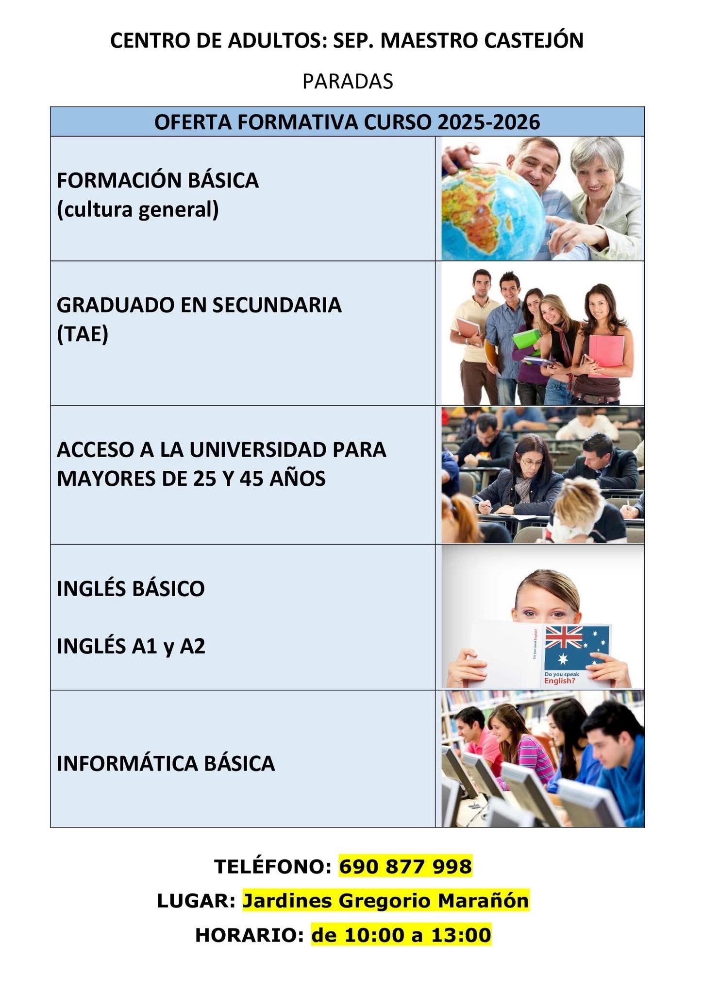 Centro Adultos Curso 2025-26