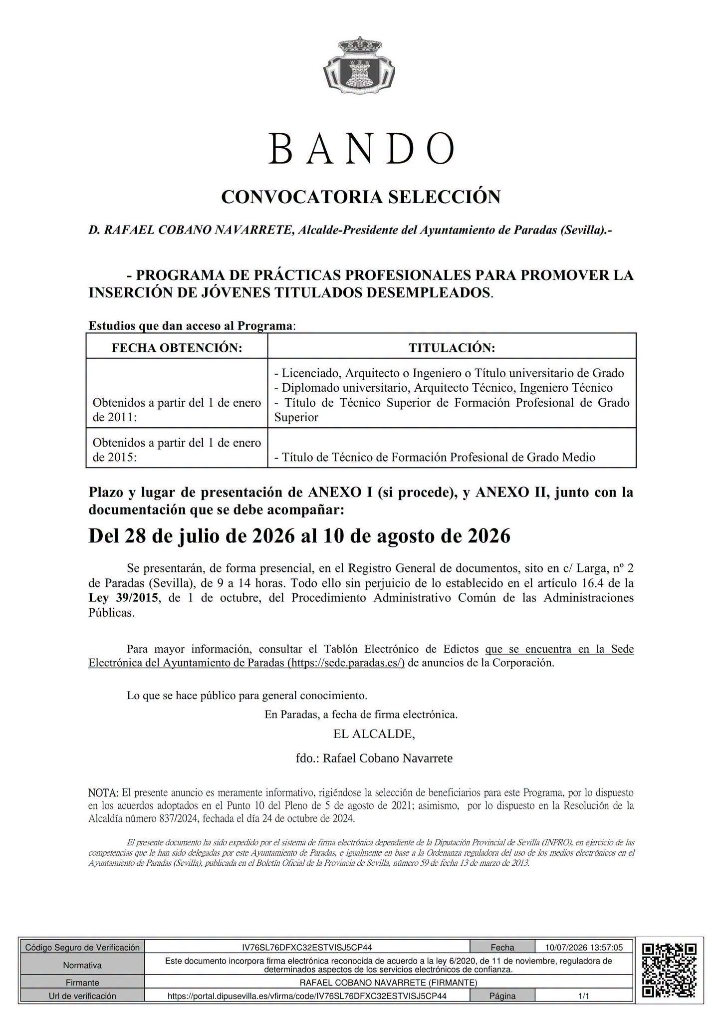 CONVOCATORIA